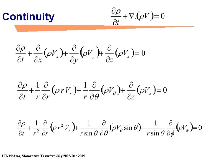 Continuity IIT-Madras, Momentum Transfer: July 2005 -Dec 2005 