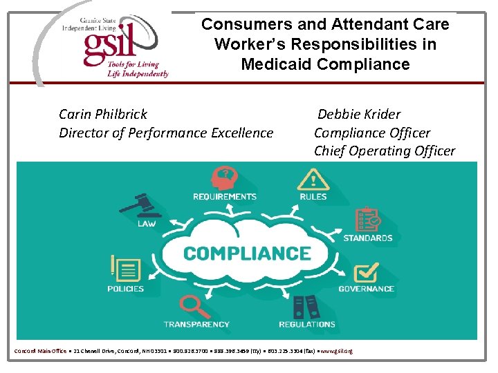 Consumers and Attendant Care Worker’s Responsibilities in Medicaid Compliance Carin Philbrick Director of Performance