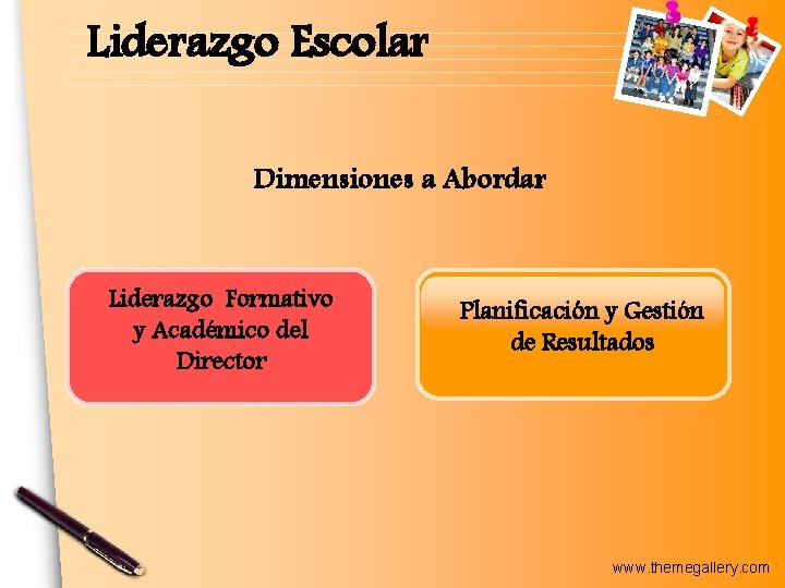 Liderazgo Escolar Dimensiones a Abordar Liderazgo Formativo y Académico del Director Planificación y Gestión