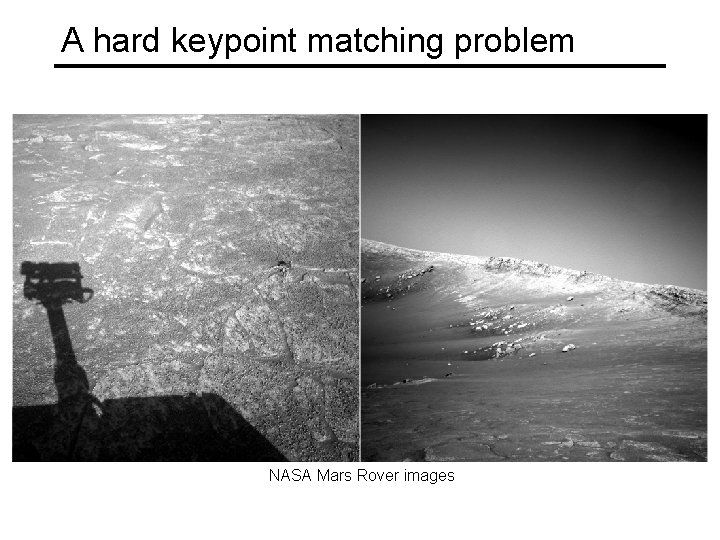 A hard keypoint matching problem NASA Mars Rover images 