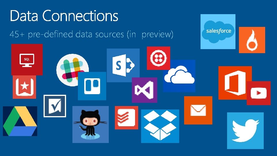 45+ pre-defined data sources (in preview) 