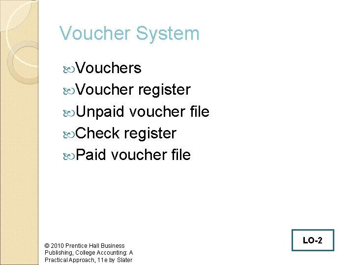 Voucher System Vouchers Voucher register Unpaid voucher file Check register Paid voucher file ©