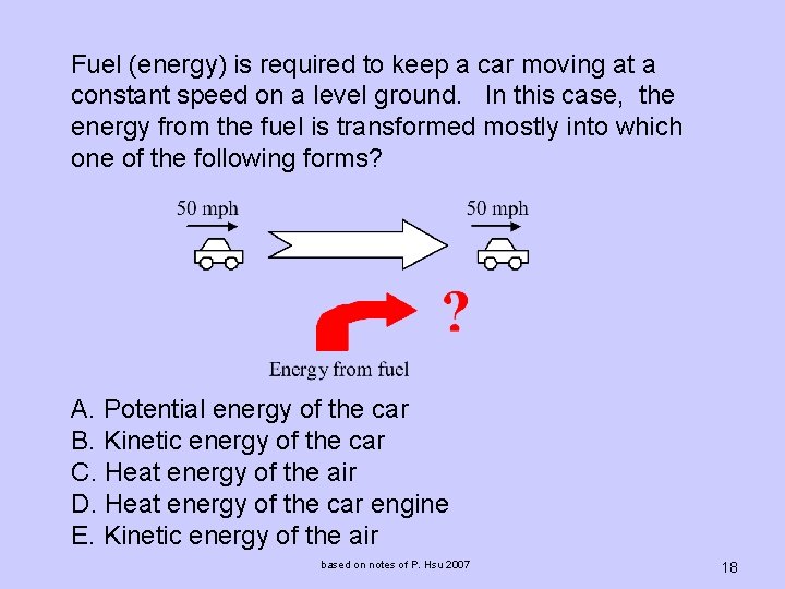 Fuel (energy) is required to keep a car moving at a constant speed on