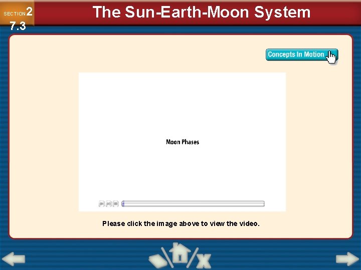 2 7. 3 SECTION The Sun-Earth-Moon System Please click the image above to view
