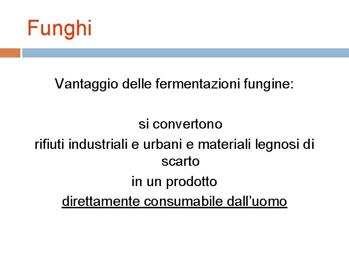 Funghi Vantaggio delle fermentazioni fungine: si convertono rifiuti industriali e urbani e materiali legnosi