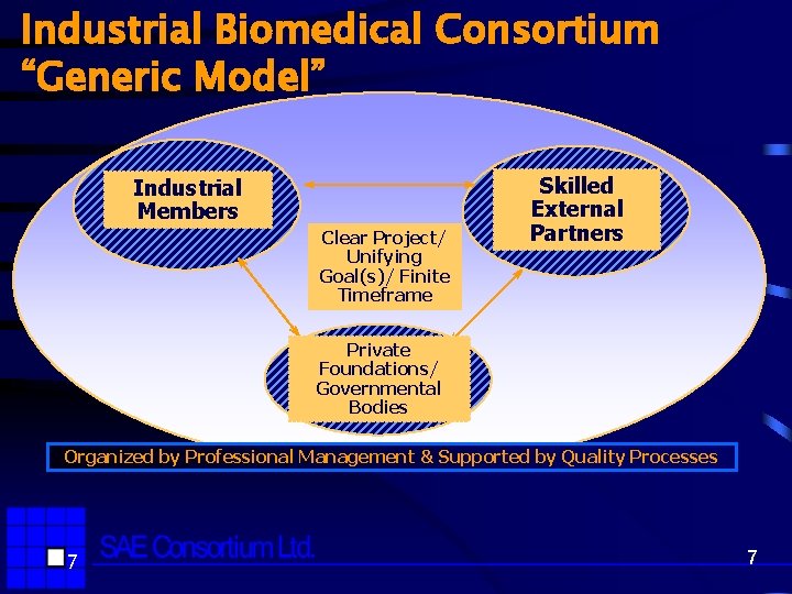 Industrial Biomedical Consortium “Generic Model” Industrial Members Clear Project/ Unifying Goal(s)/ Finite Timeframe Skilled