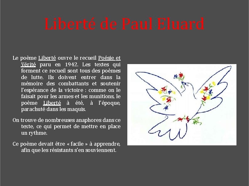 Liberté de Paul Eluard Le poème Liberté ouvre le recueil Poésie et Vérité paru
