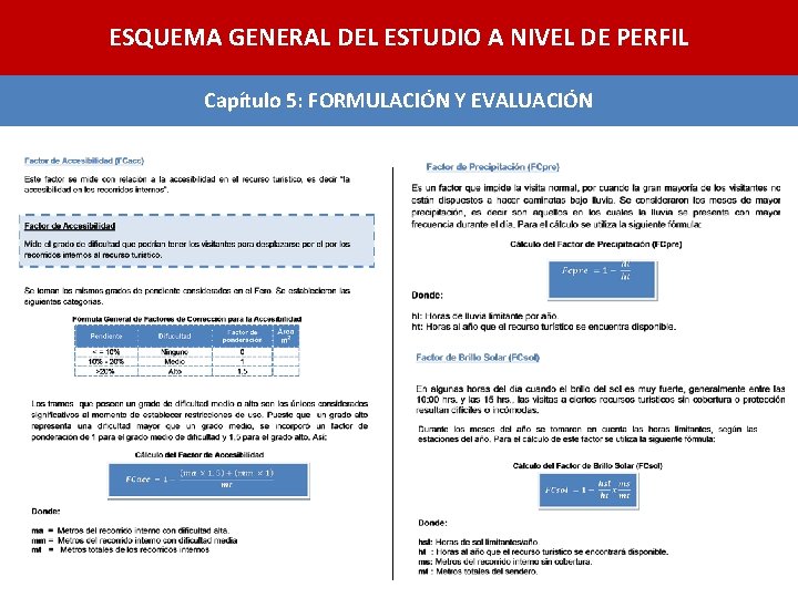 ESQUEMA GENERAL DEL ESTUDIO A NIVEL DE PERFIL Capítulo 5: FORMULACIÓN Y EVALUACIÓN 