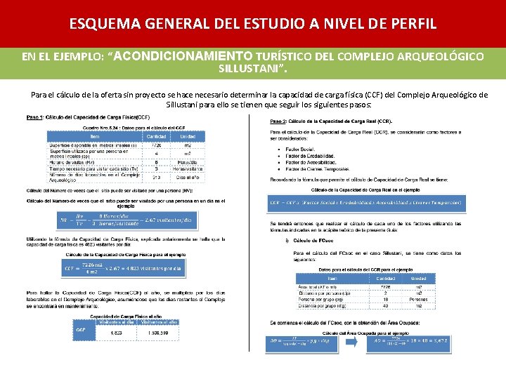 ESQUEMA GENERAL DEL ESTUDIO A NIVEL DE PERFIL EN EL EJEMPLO: “ACONDICIONAMIENTO TURÍSTICO DEL