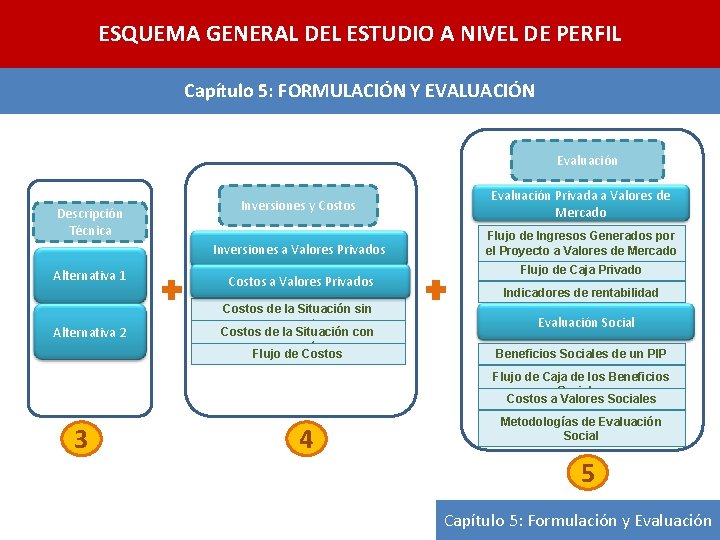 ESQUEMA GENERAL DEL ESTUDIO A NIVEL DE PERFIL Capítulo 5: FORMULACIÓN Y EVALUACIÓN Evaluación