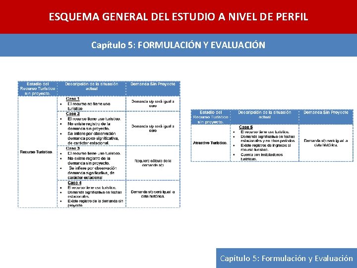 ESQUEMA GENERAL DEL ESTUDIO A NIVEL DE PERFIL Capítulo 5: FORMULACIÓN Y EVALUACIÓN Capítulo