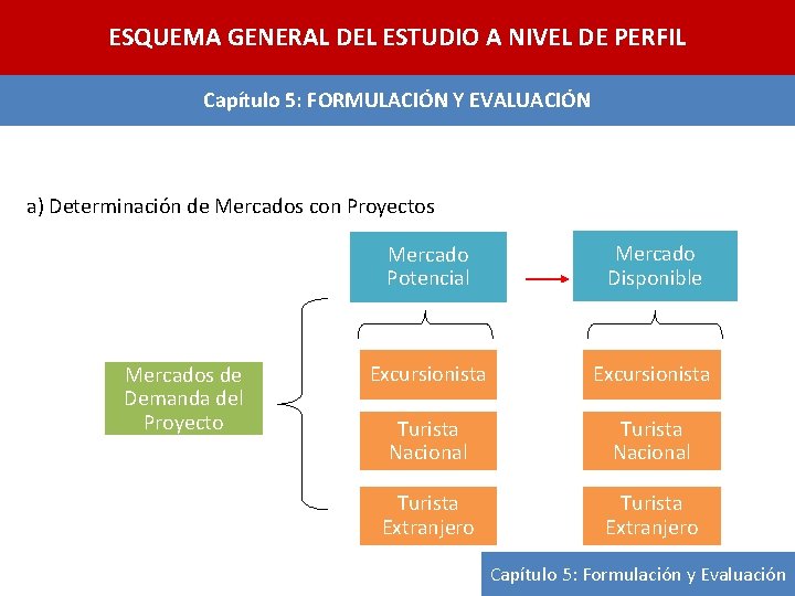 ESQUEMA GENERAL DEL ESTUDIO A NIVEL DE PERFIL Capítulo 5: FORMULACIÓN Y EVALUACIÓN a)