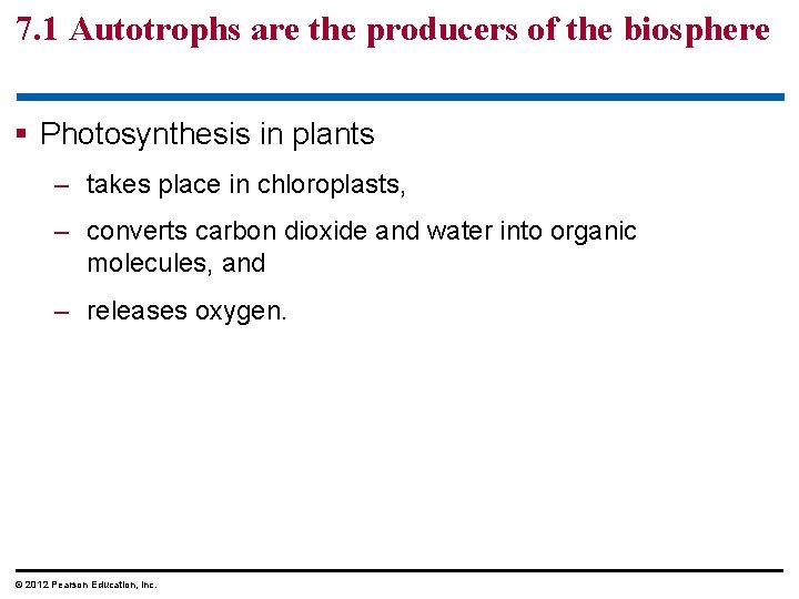 7. 1 Autotrophs are the producers of the biosphere § Photosynthesis in plants –