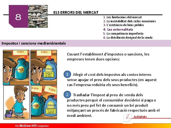 ELS ERRORS DEL MERCAT 1. Les limitacions del mercat 2. La inestabilitat dels cicles ELS ERRORS DEL MERCAT 1. Les limitacions del mercat 2. La inestabilitat dels cicles