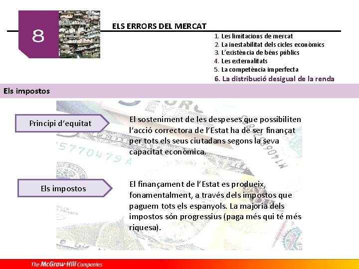 ELS ERRORS DEL MERCAT 1. Les limitacions de mercat 2. La inestabilitat dels cicles ELS ERRORS DEL MERCAT 1. Les limitacions de mercat 2. La inestabilitat dels cicles