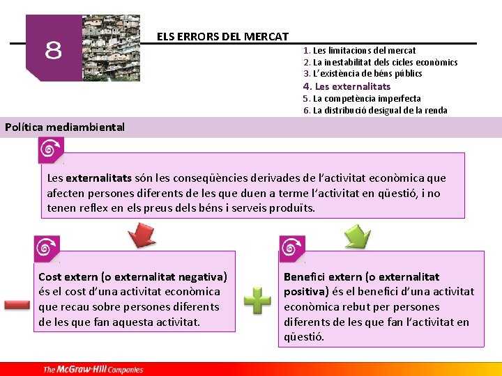 ELS ERRORS DEL MERCAT 1. Les limitacions del mercat 2. La inestabilitat dels cicles ELS ERRORS DEL MERCAT 1. Les limitacions del mercat 2. La inestabilitat dels cicles