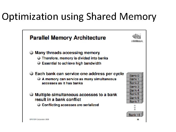 Optimization using Shared Memory 