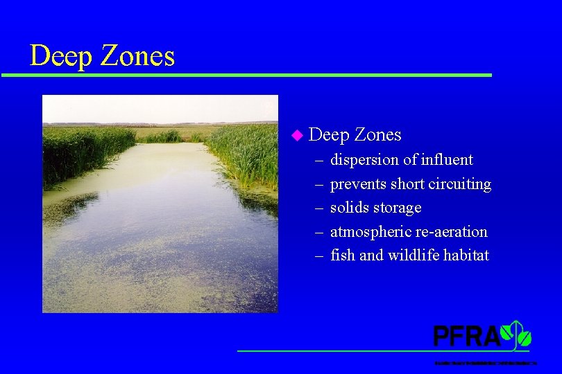 Deep Zones u Deep – – – Zones dispersion of influent prevents short circuiting Deep Zones u Deep – – – Zones dispersion of influent prevents short circuiting