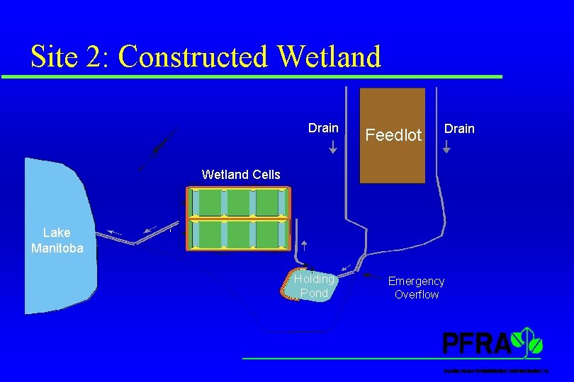 Site 2: Constructed Wetland Drain Feedlot Drain Wetland Cells Lake Manitoba Holding Pond Emergency Site 2: Constructed Wetland Drain Feedlot Drain Wetland Cells Lake Manitoba Holding Pond Emergency