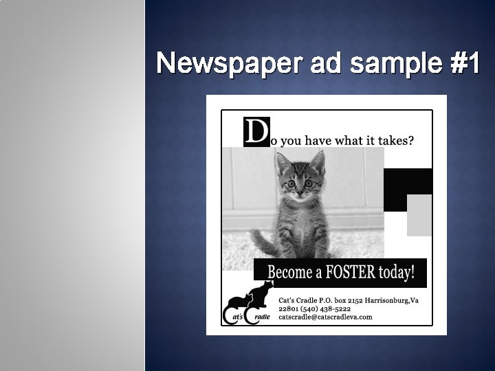 Newspaper ad sample #1 
