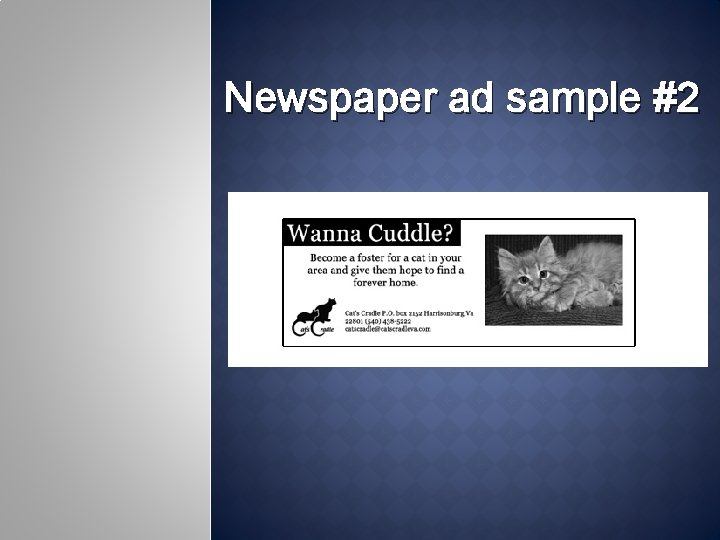 Newspaper ad sample #2 