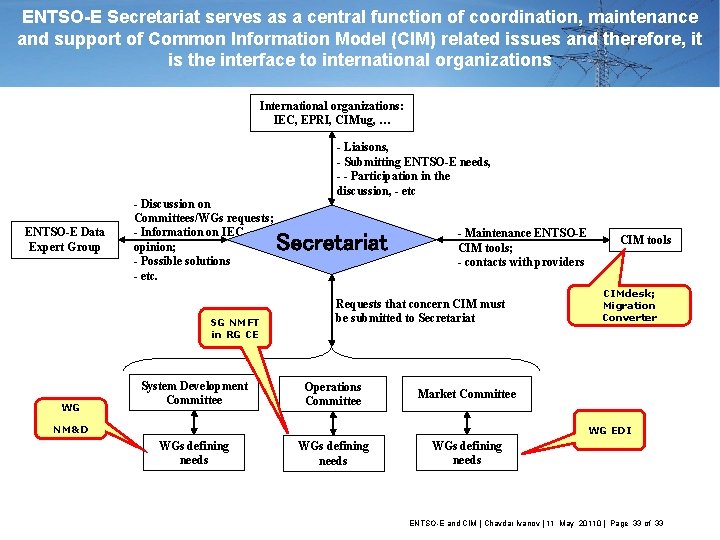 ENTSO-E Secretariat serves as a central function of coordination, maintenance and support of Common