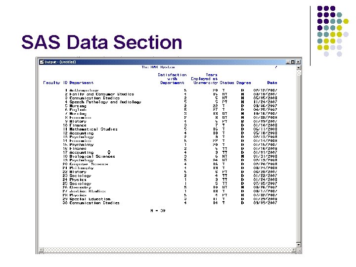 SAS Data Section 