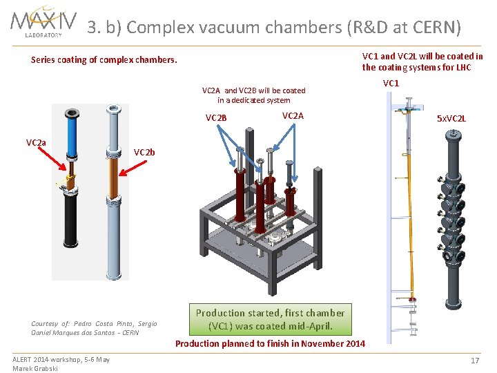3. b) Complex vacuum chambers (R&D at CERN) VC 1 and VC 2 L