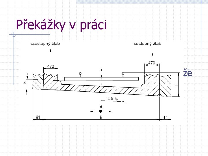 Překážky v práci překážky zasahující do pracovního prostoru objekty bez průběžného kolejového lože nástupiště,