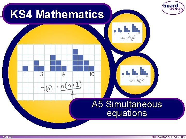 KS 4 Mathematics A 5 Simultaneous equations 1 of 43 © Boardworks Ltd 2005