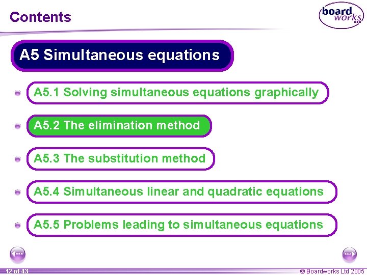 Contents A 5 Simultaneous equations A A 5. 1 Solving simultaneous equations graphically A