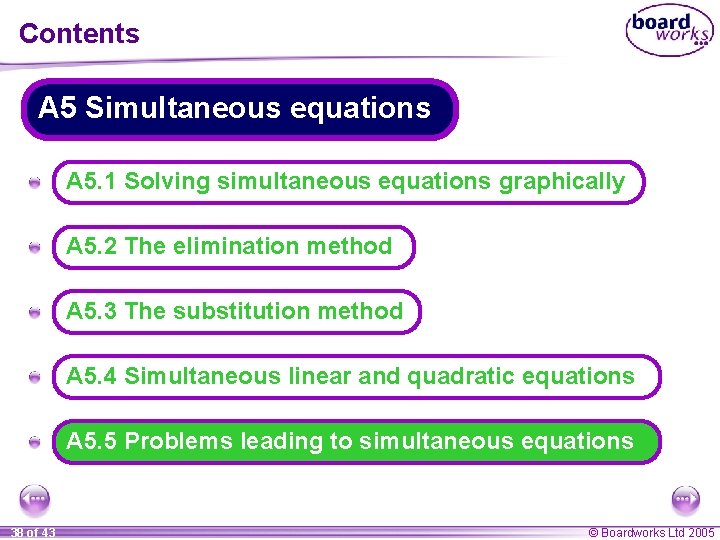 Contents A 5 Simultaneous equations A A 5. 1 Solving simultaneous equations graphically A