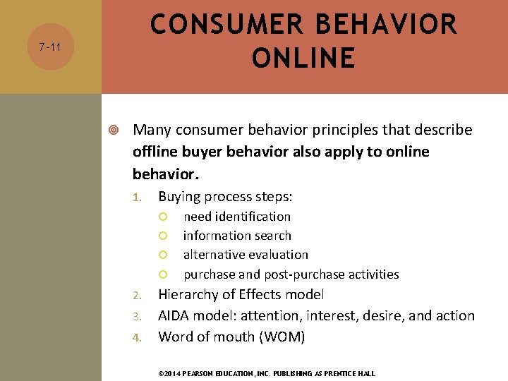 CONSUMER BEHAVIOR ONLINE 7 -11 Many consumer behavior principles that describe offline buyer behavior