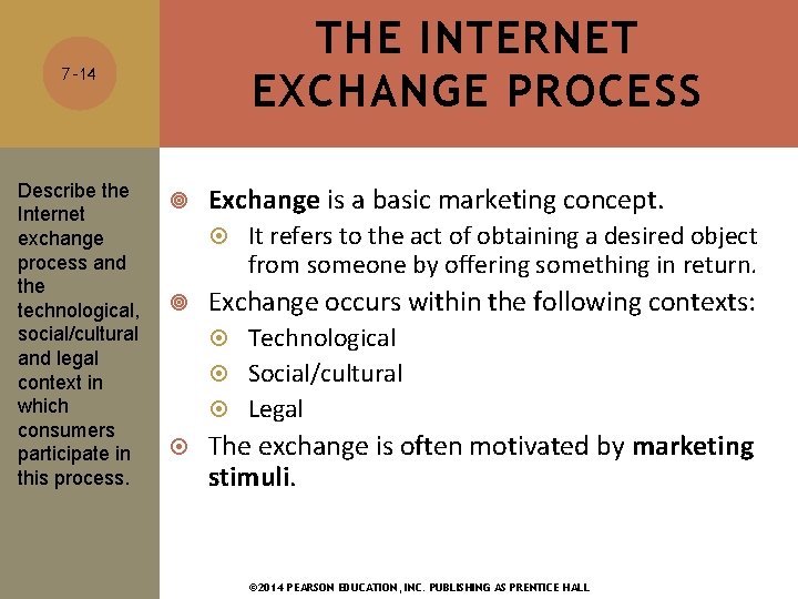 THE INTERNET EXCHANGE PROCESS 7 -14 Describe the Internet exchange process and the technological,