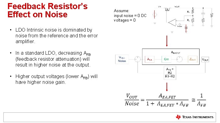 Feedback Resistor’s Effect on Noise Assume: input noise = 0 DC voltages = 0