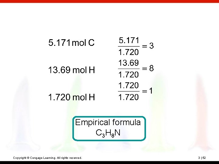 Empirical formula C 3 H 8 N Copyright © Cengage Learning. All rights reserved.