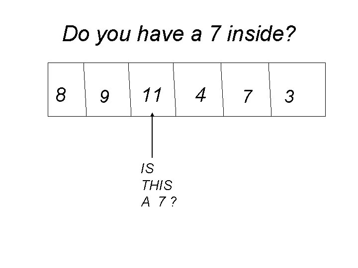 Do you have a 7 inside? 8 9 11 IS THIS A 7? 4