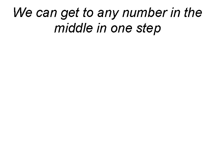 We can get to any number in the middle in one step 