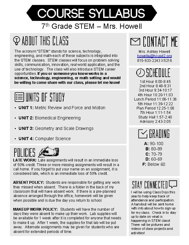 7 th Grade STEM – Mrs. Howell The acronym “STEM” stands for science, technology,