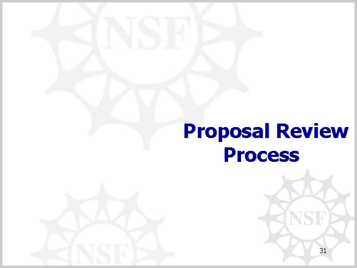 Proposal Review Process 31 