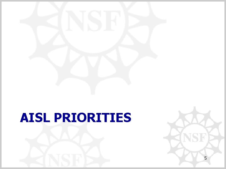 AISL PRIORITIES 5 