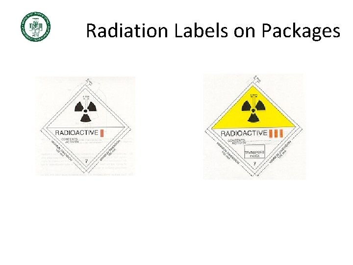 Radiation Labels on Packages 