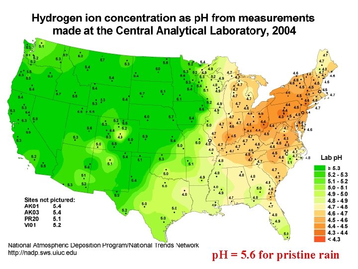 p. H = 5. 6 for pristine rain 