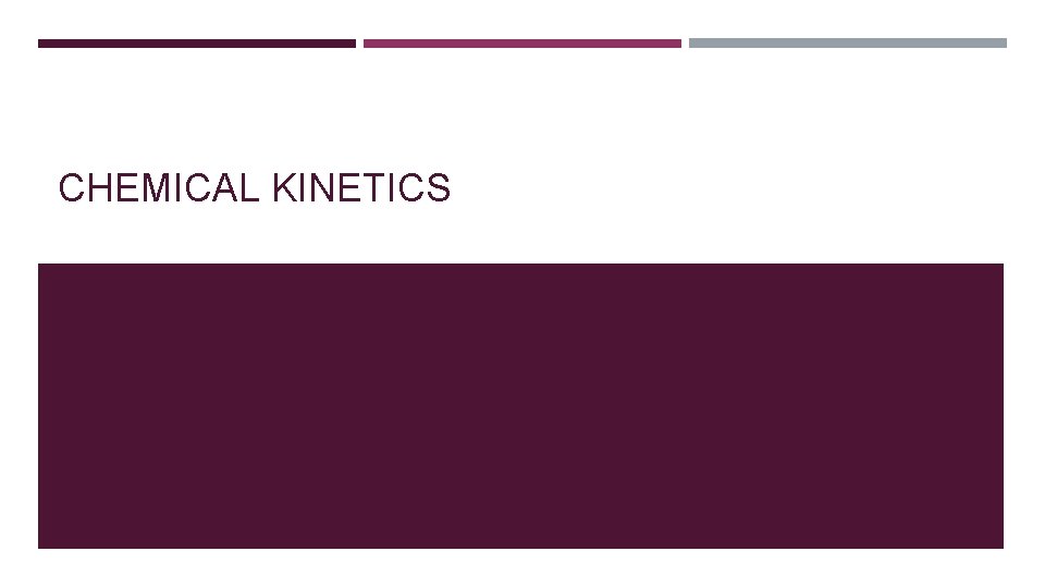 CHEMICAL KINETICS 