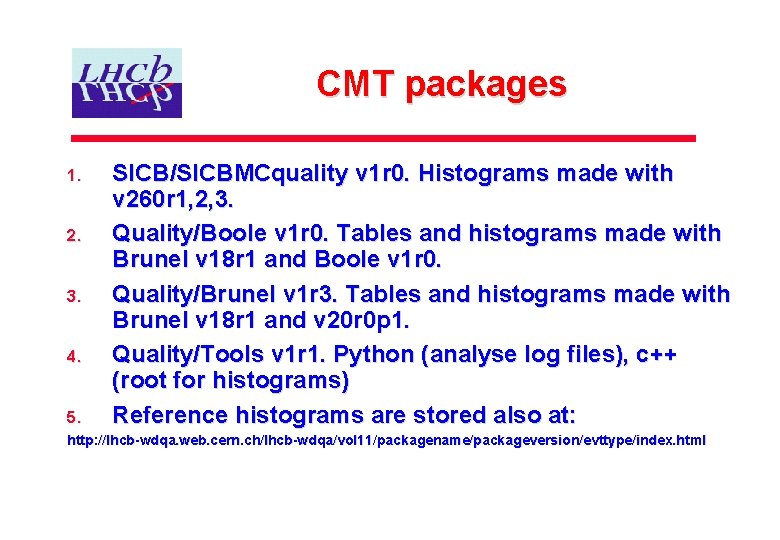 CMT packages 1. 2. 3. 4. 5. SICB/SICBMCquality v 1 r 0. Histograms made