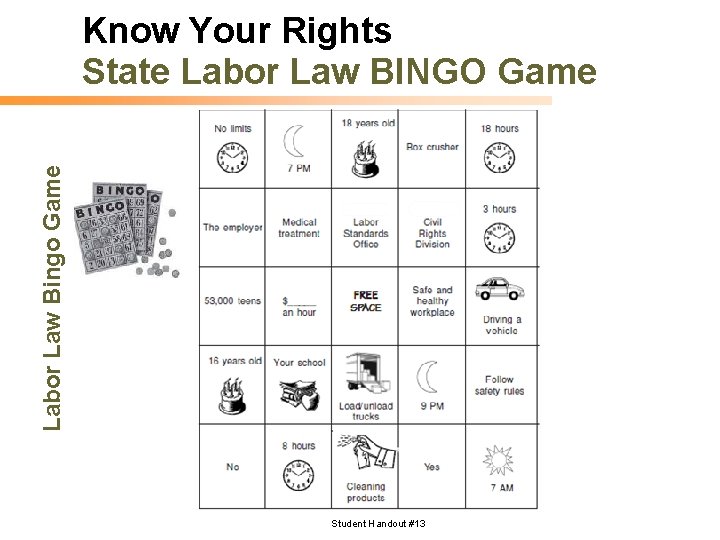 Labor Law Bingo Game Know Your Rights State Labor Law BINGO Game Student Handout