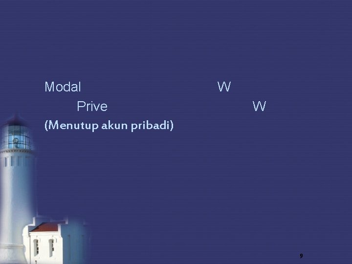 Modal Prive (Menutup akun pribadi) W W 9 