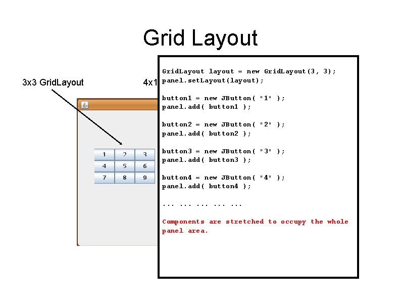 Grid Layout 3 x 3 Grid. Layout 4 x 1 Grid. Layout layout =