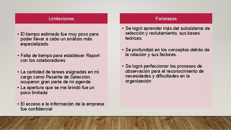 Limitaciones • El tiempo estimado fue muy poco para poder llevar a cabo un