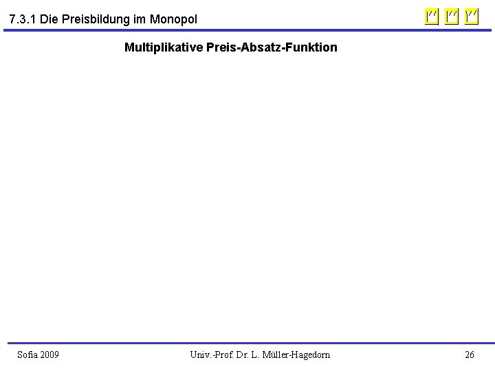 7. 3. 1 Die Preisbildung im Monopol Multiplikative Preis-Absatz-Funktion Sofia 2009 Univ. -Prof. Dr.